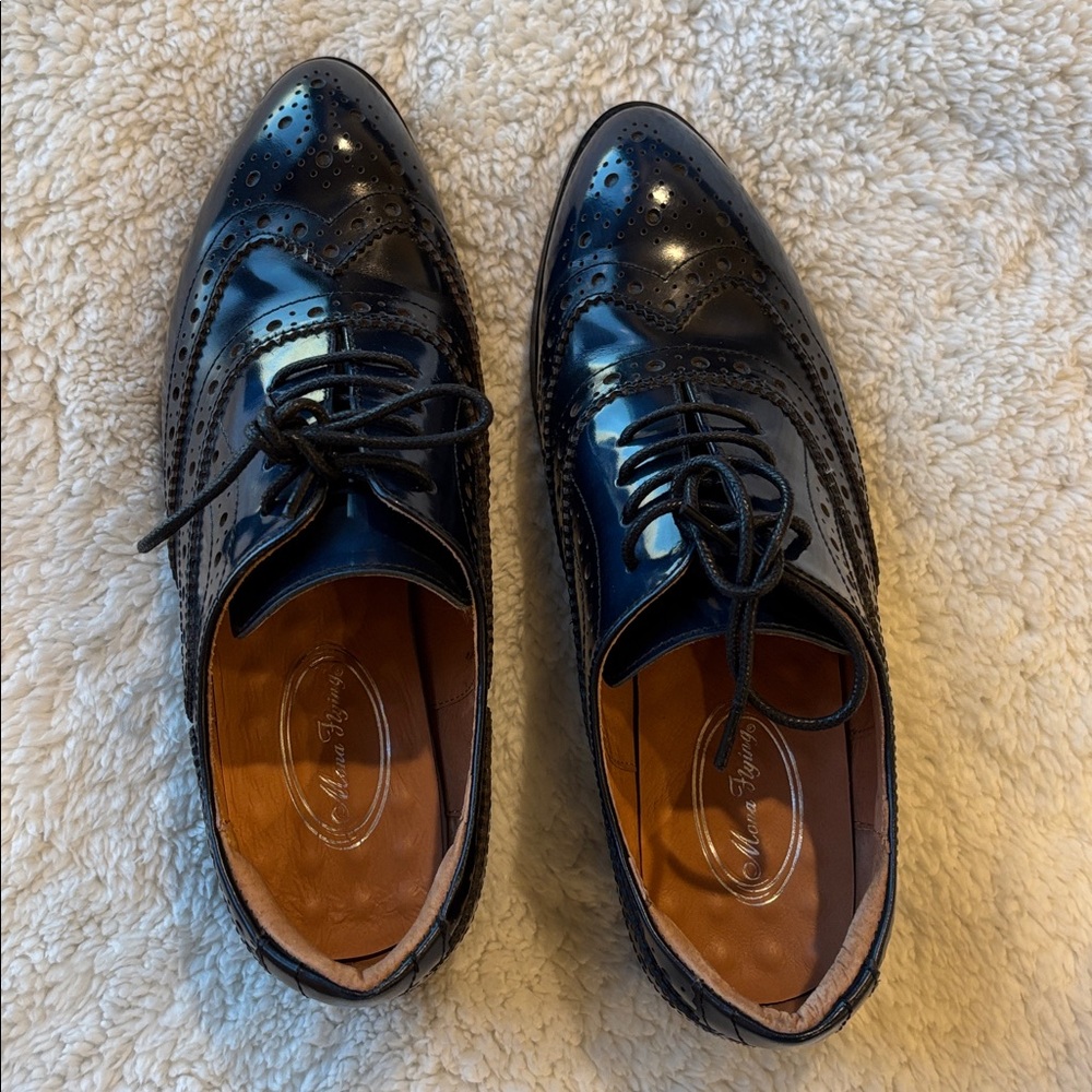 Women’s Navy Patent Oxford Shoes